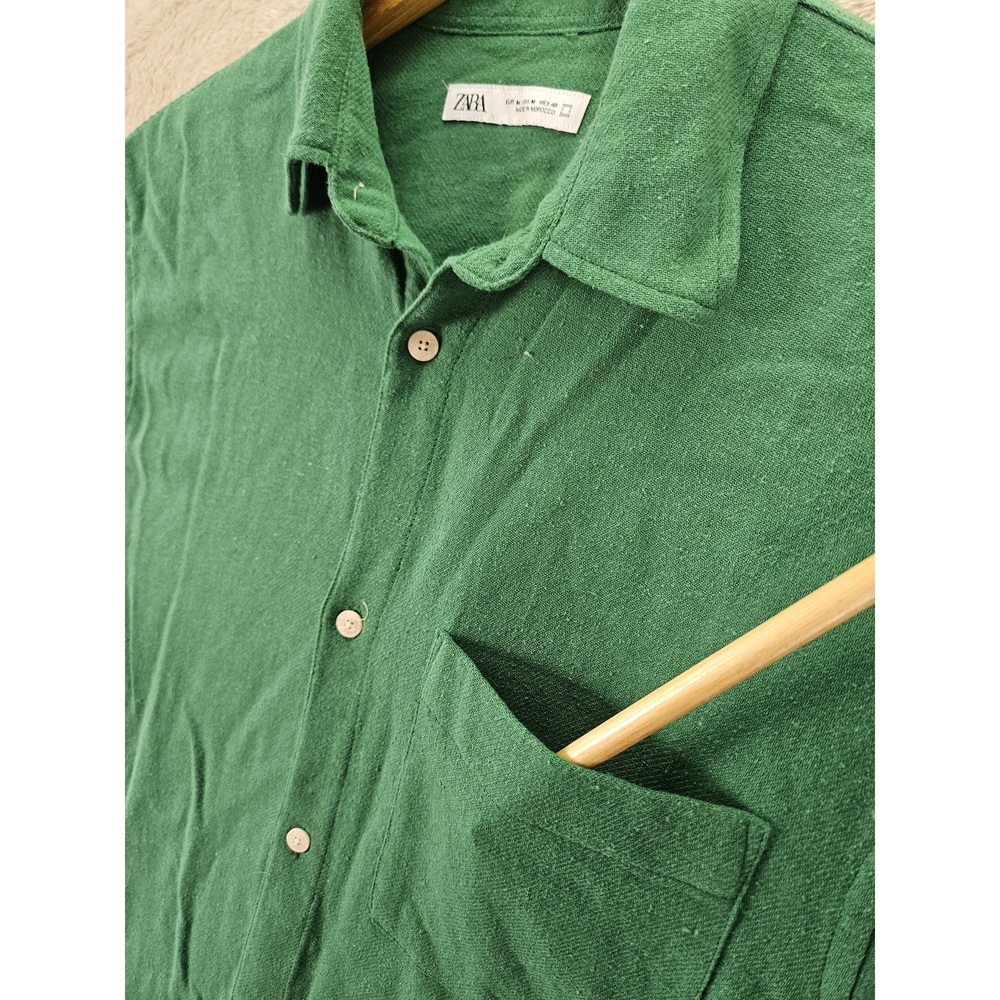Zara Button-down Shirt Bright Green Colorful Men's Size M - Picture 4 of 10